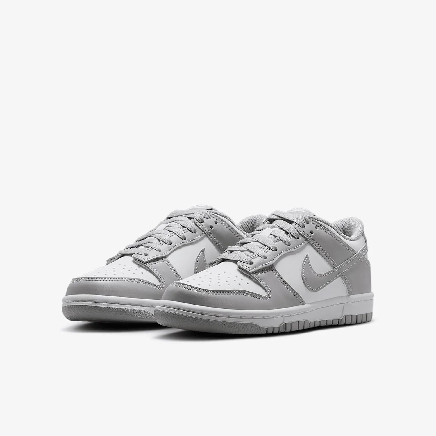 Nike Dunk Low Big Kids' Shoes (FB9109-123, White/White/Light Smoke Grey)