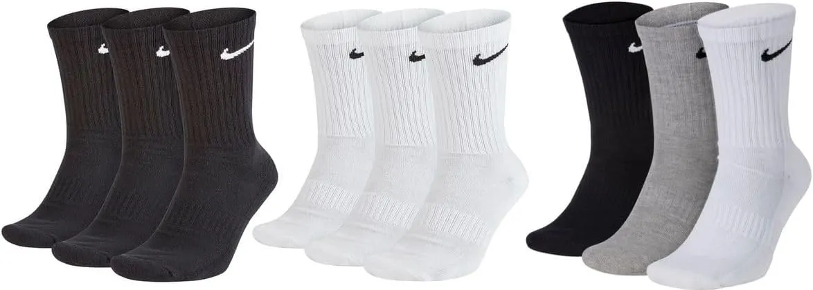 Nike unisex-adult Everyday Cushion Crew 6 Pair BandSocks, 100 White., 42-46