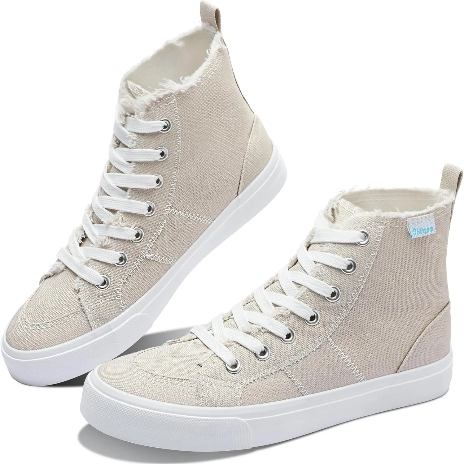 Obtaom Womens/Mens high top Canvas Shoes Play mid Calf Fashion Sneaker Casual lace up hi top Washed Canvas Shoes