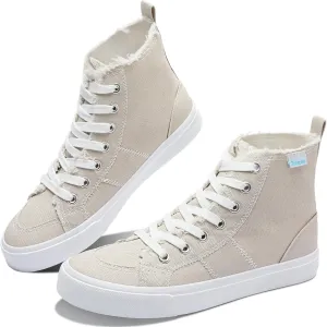 Obtaom Womens/Mens high top Canvas Shoes Play mid Calf Fashion Sneaker Casual lace up hi top Washed Canvas Shoes