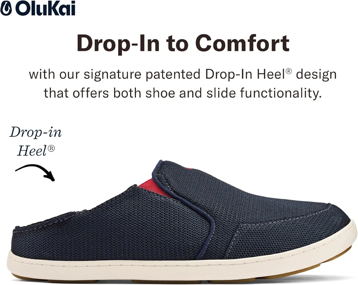 OLUKAI Nohea Mesh Men's Slip On Sneakers, Lightweight & Breathable Shoes for Everyday Wear, All-Weather & Enhanced Traction