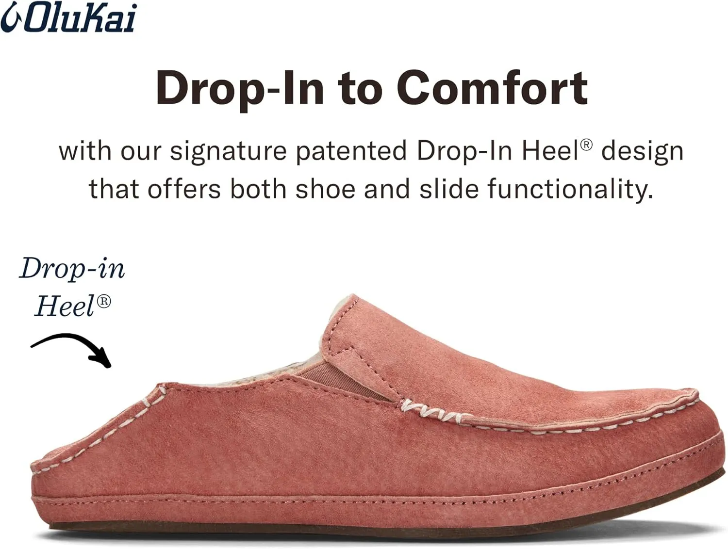 OLUKAI Nohea Slipper, Women's Slip-On Shoes, Genuine Shearling & Premium Nubuck Leather, Drop-In Heel Design, Cozy & Ultra-Soft Comfort Fit