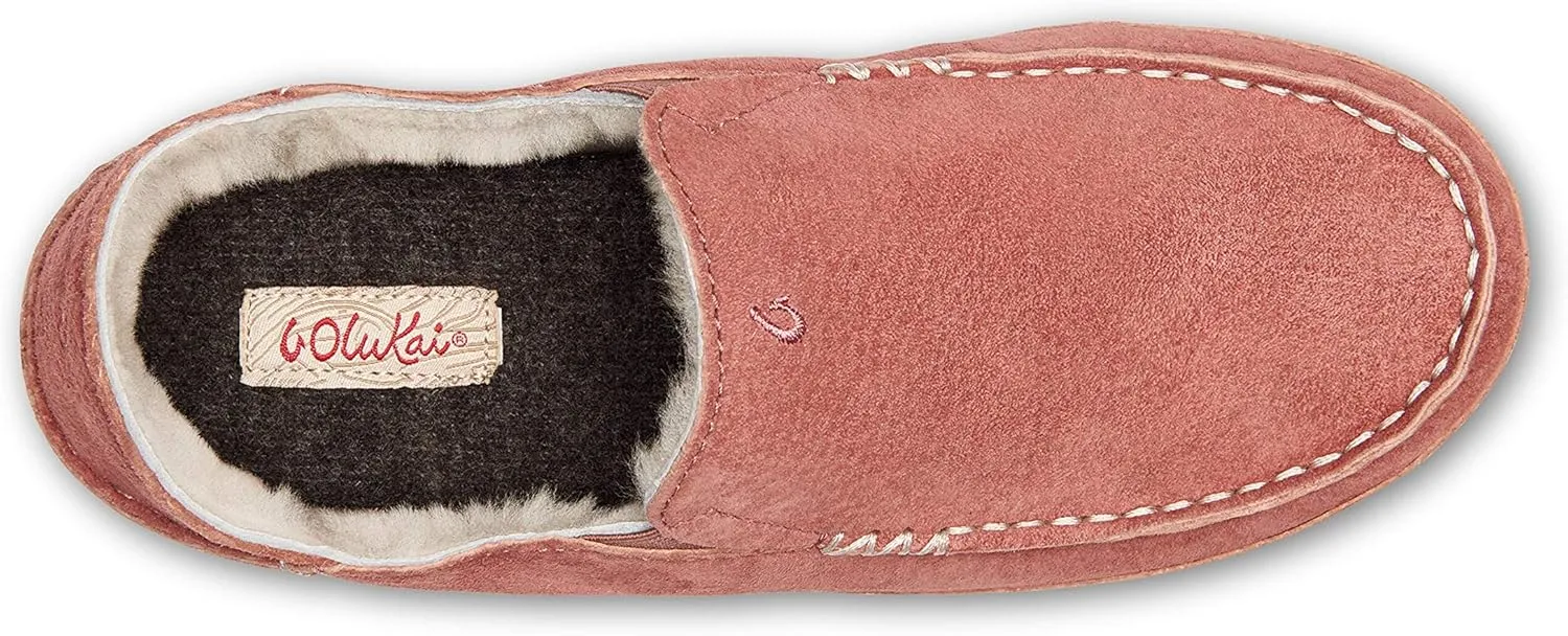 OLUKAI Nohea Slipper, Women's Slip-On Shoes, Genuine Shearling & Premium Nubuck Leather, Drop-In Heel Design, Cozy & Ultra-Soft Comfort Fit