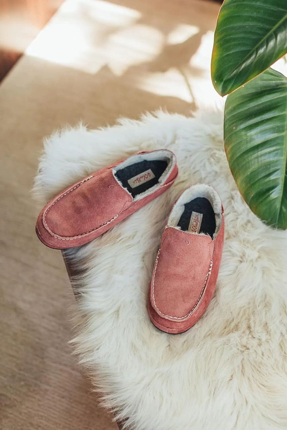 OLUKAI Nohea Slipper, Women's Slip-On Shoes, Genuine Shearling & Premium Nubuck Leather, Drop-In Heel Design, Cozy & Ultra-Soft Comfort Fit
