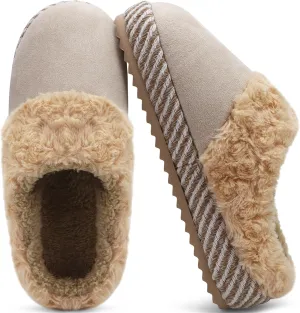 ONCAI Women's Slippers with Cushion Yoga Mat Faux Fur Fuzzy Suede Warm Winter Woman House Slippers Indoor/Outdoor Cozy Rubber Sole US Size 5-11
