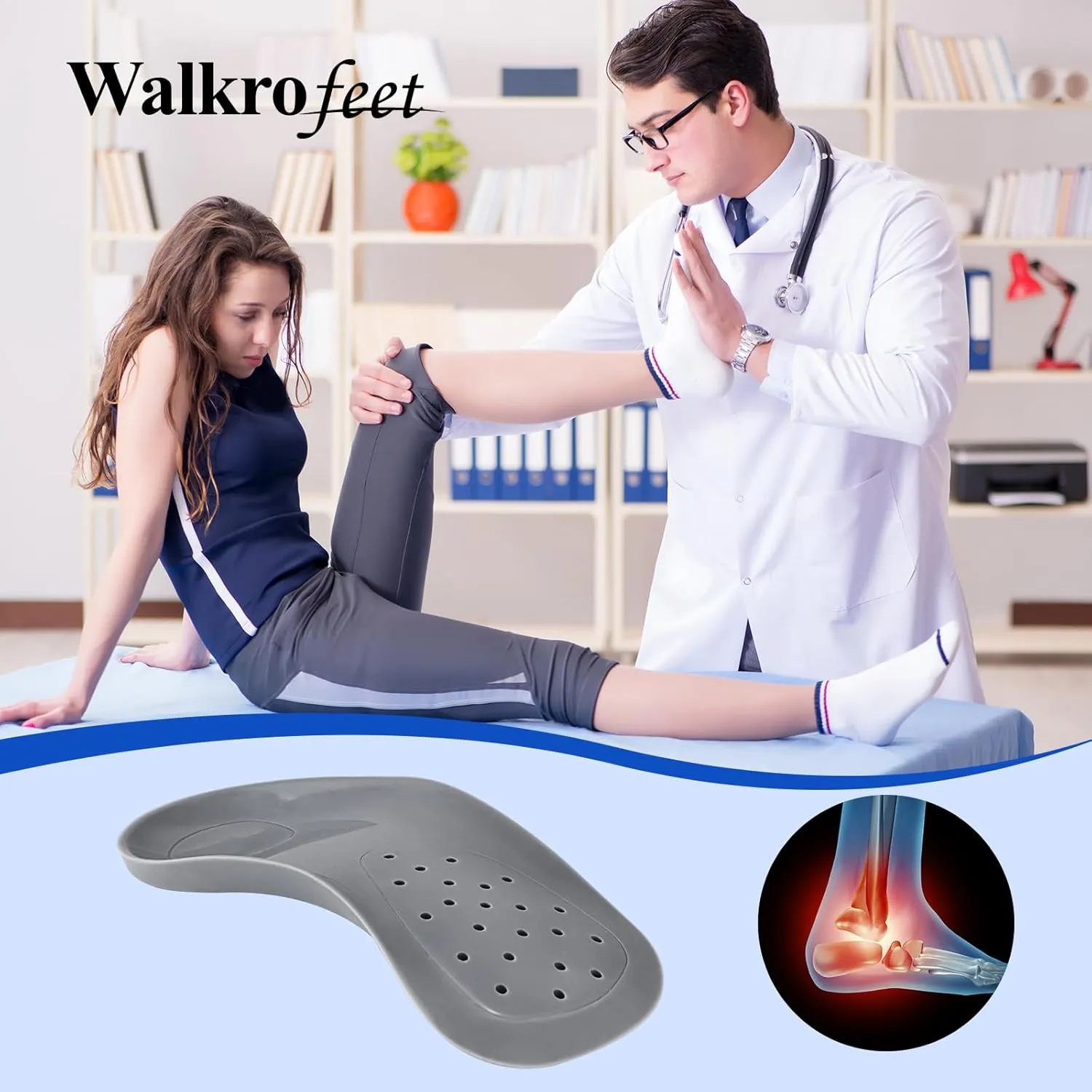 Original 3/4 Arch Support Metatarsal Support Orthotics Over-Pronation Insoles Relieve Plantar Fasciitis, Arch, Heel & Ankle Foot Pain (Gray, Men 9-12/Women 11-14)