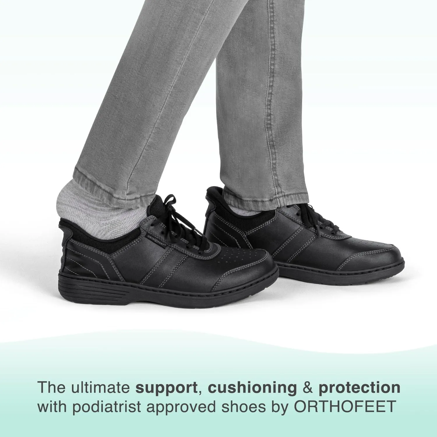 Orthofeet Men's Orthopedic Black Leather Pierre Hands-Free Casual Shoe