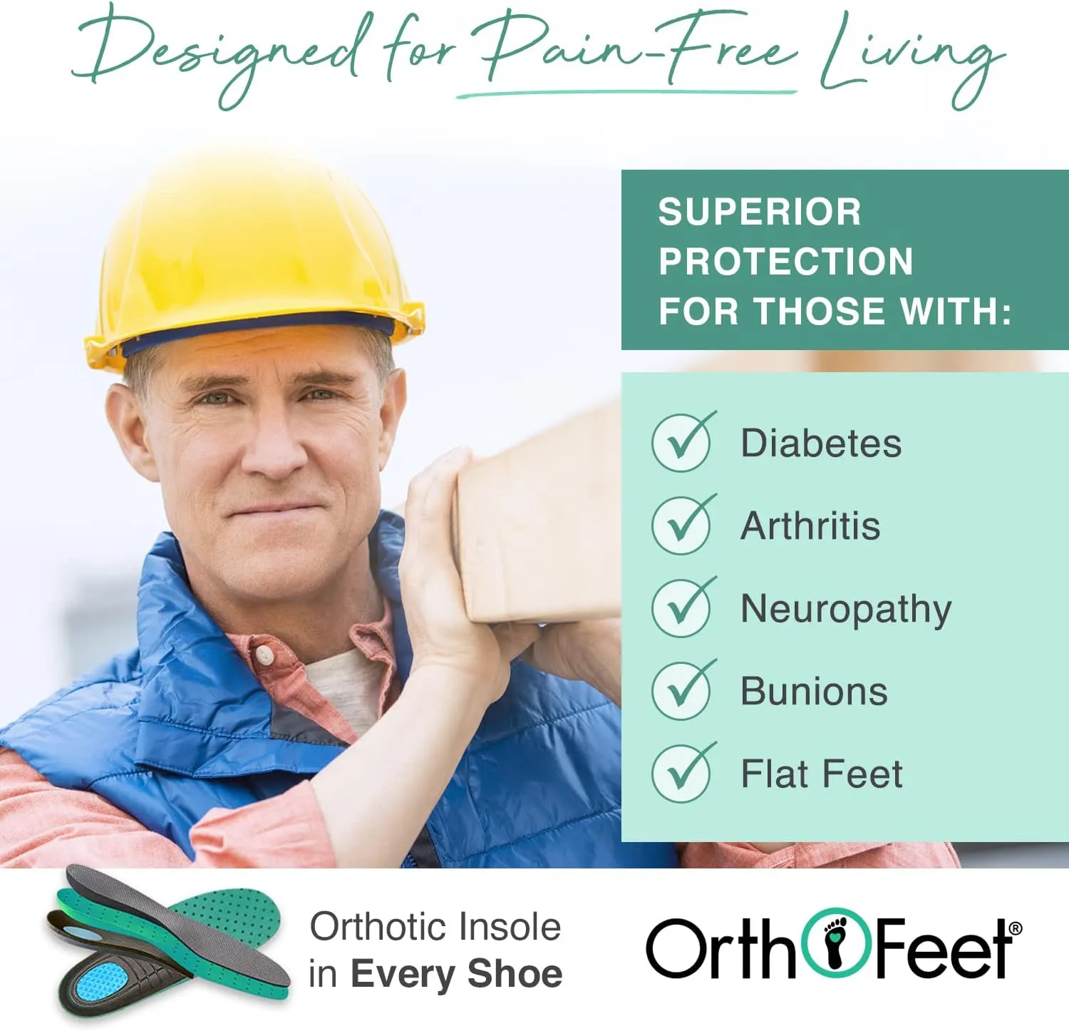 Orthofeet Men's Orthopedic Leather Dolomite Work Shoes