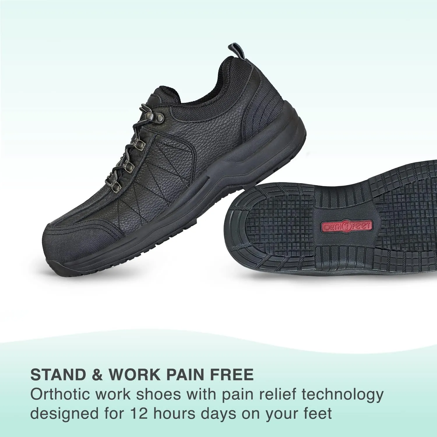 Orthofeet Men's Orthopedic Leather Dolomite Work Shoes