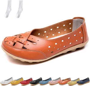 Orthopedic Loafers for Women, Orthopedic Loafers in Breathable Leather, Flats Slip-On Orthopedic Sandals