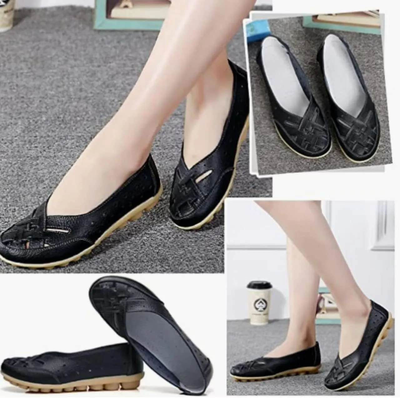 Orthopedic Loafers in Breathable Leather, Womens Casual Soft Leather Slip-on Flat Breathable Loafers，Women's Comfort Flat Orthopedic Sneakers