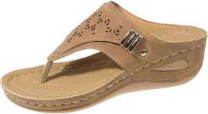 Orthopedic Sandals for Women Arch Support Wedge Flip Flops Adjustable Orthotic Thong Sandals Comfortable Slippers