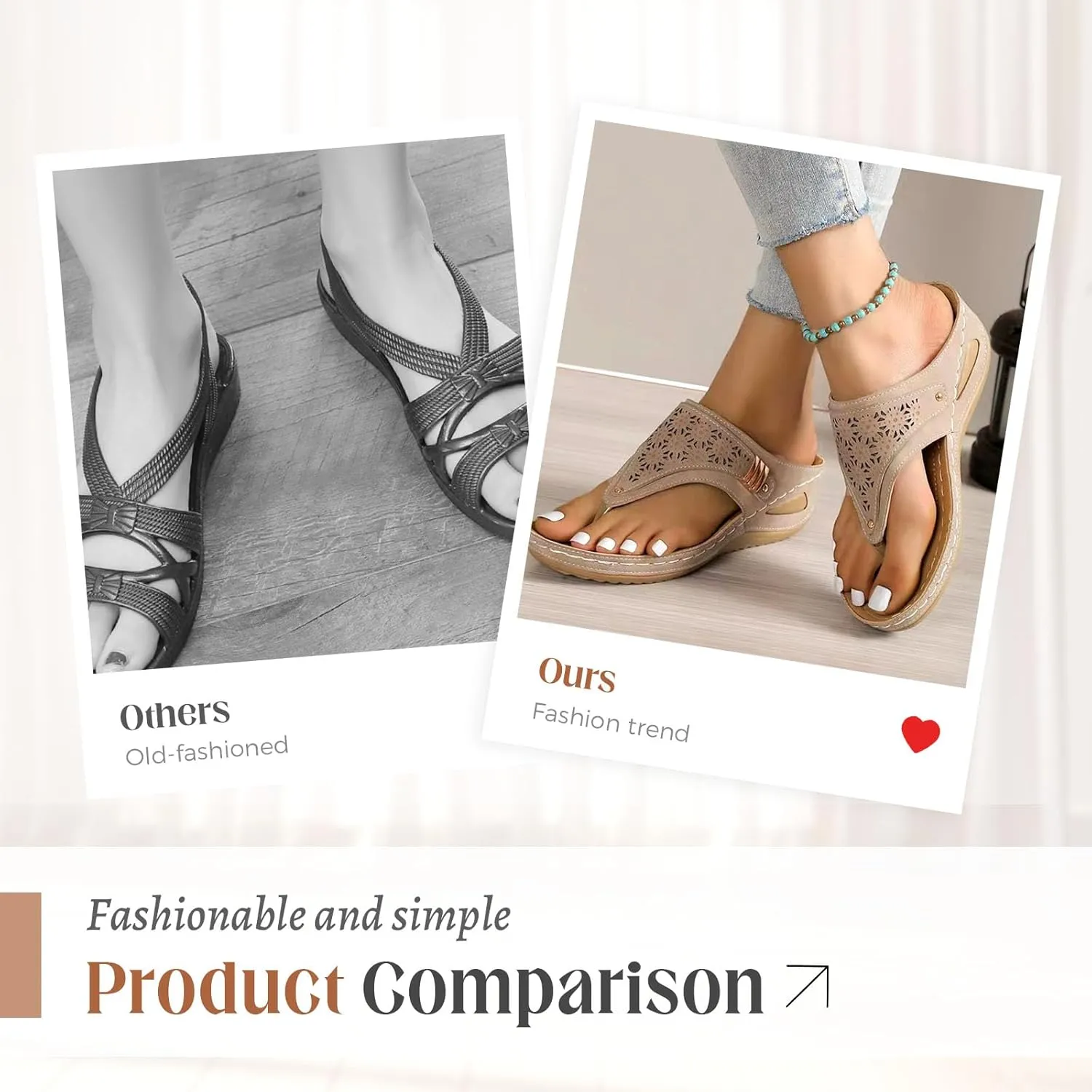 Orthopedic Sandals for Women Arch Support Wedge Flip Flops Adjustable Orthotic Thong Sandals Comfortable Slippers