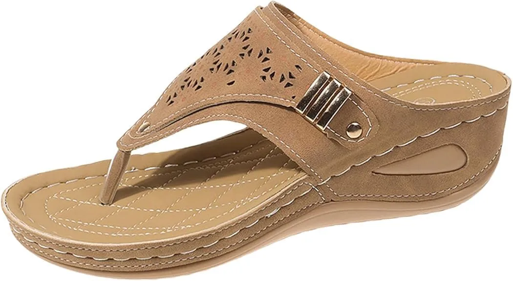 Orthopedic Sandals for Women Arch Support Wedge Flip Flops Adjustable Orthotic Thong Sandals Comfortable Slippers