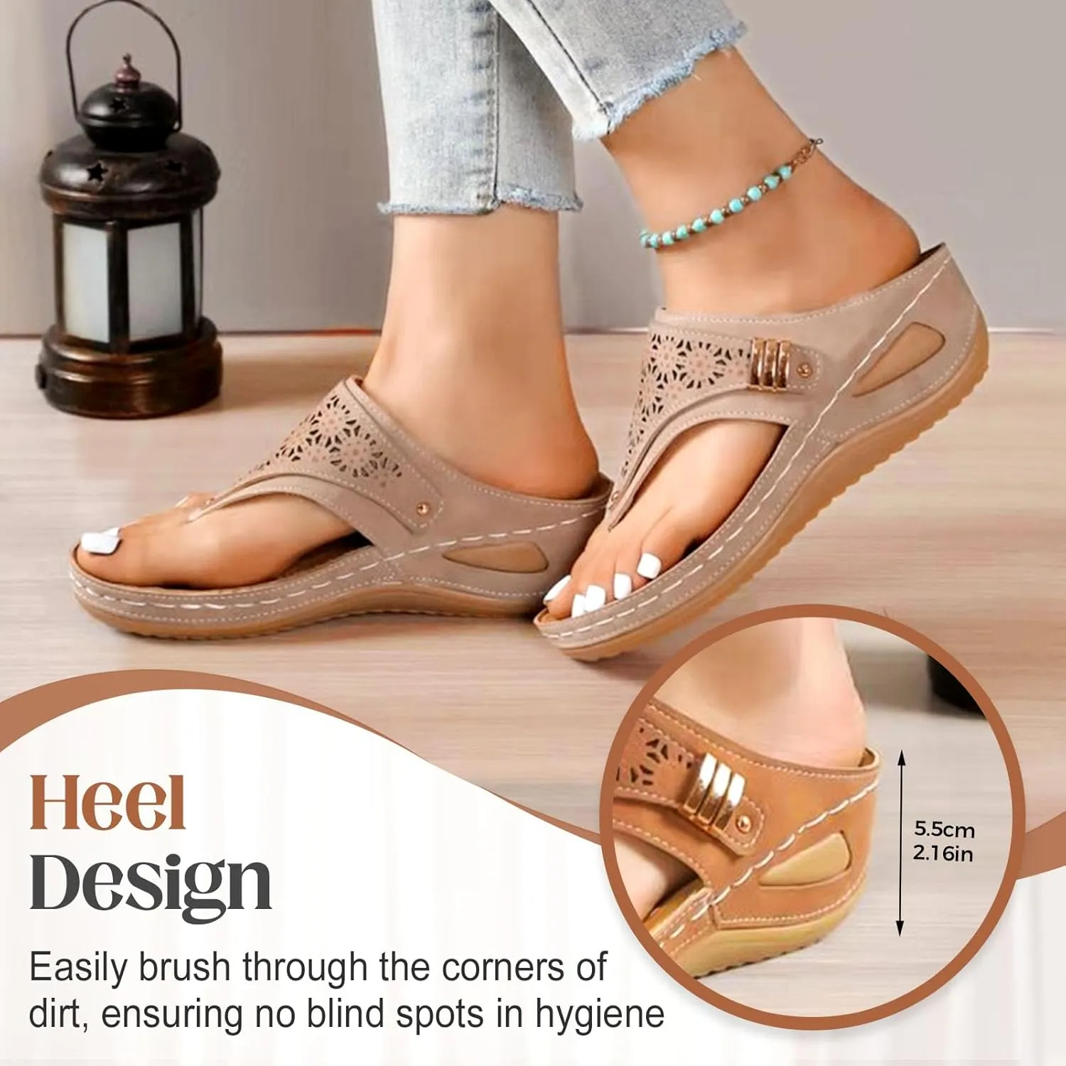 Orthopedic Sandals for Women Arch Support Wedge Flip Flops Adjustable Orthotic Thong Sandals Comfortable Slippers