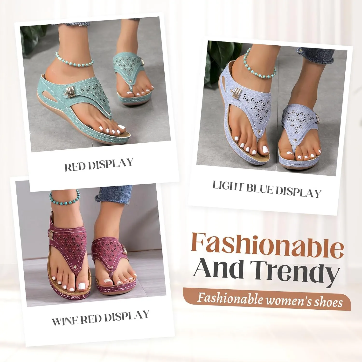 Orthopedic Sandals for Women Arch Support Wedge Flip Flops Adjustable Orthotic Thong Sandals Comfortable Slippers