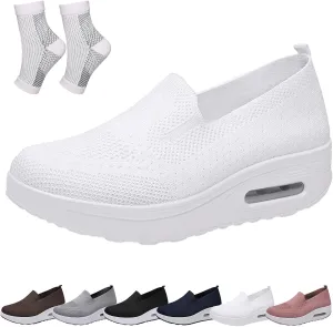 Orthopedic Shoes for Women, Orthopedic Sneakers Wide Width, Air Cushion Walking Loafers with Arch Support Slip On