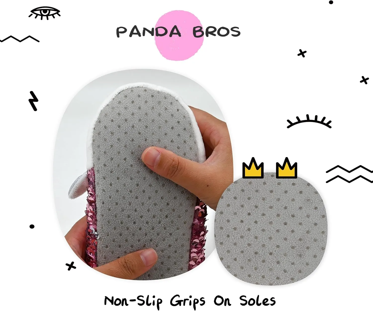 Panda Bros Kid's Animal Slipper Socks, Cartoon Cozy Fleece Indoor Slipper, Fluzzy Warm bedroom Shoes