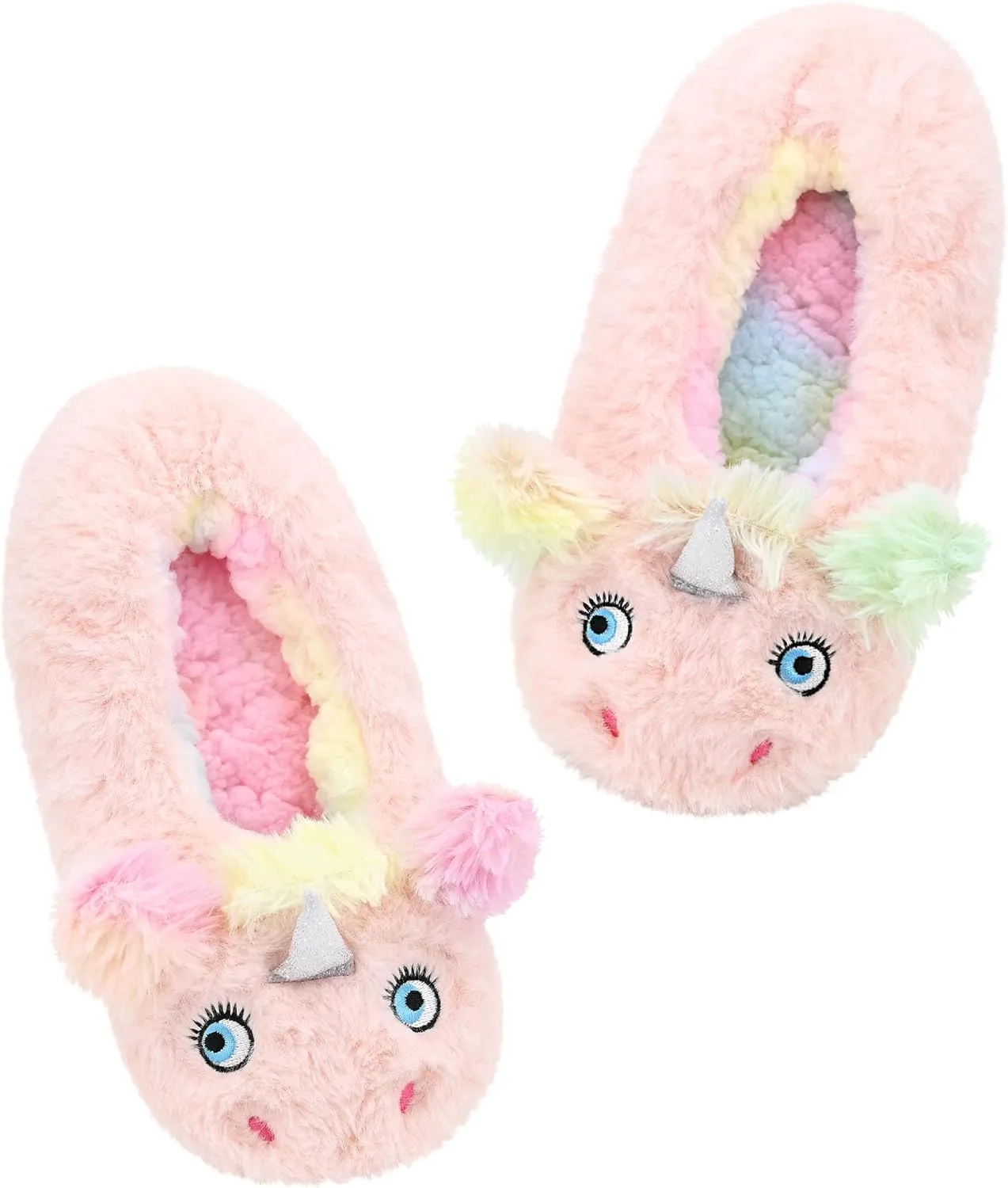 Panda Bros Kid's Animal Slipper Socks, Cartoon Cozy Fleece Indoor Slipper, Fluzzy Warm bedroom Shoes