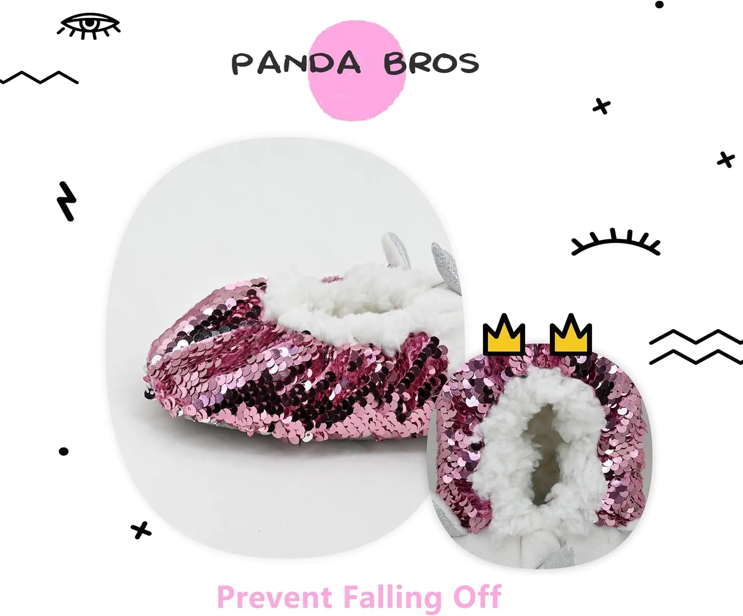 Panda Bros Kid's Animal Slipper Socks, Cartoon Cozy Fleece Indoor Slipper, Fluzzy Warm bedroom Shoes