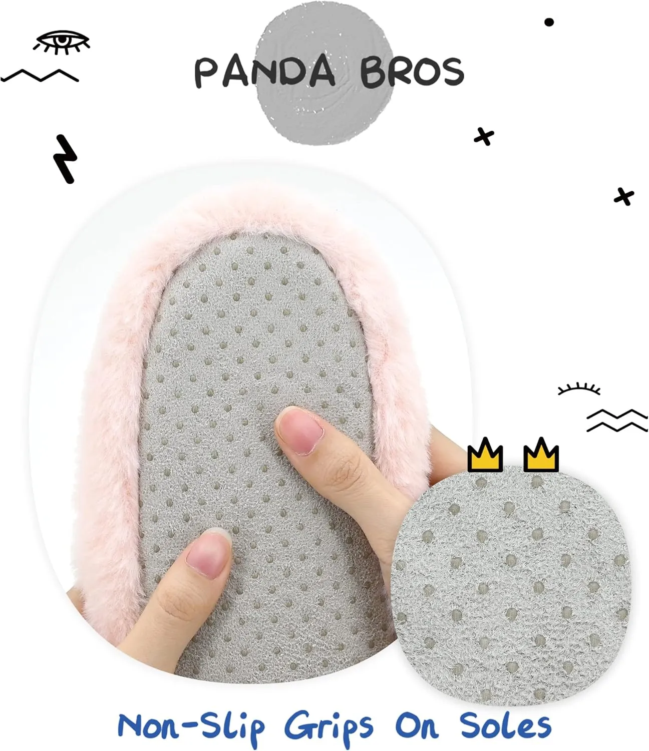 Panda Bros Kid's Animal Slipper Socks, Cartoon Cozy Fleece Indoor Slipper, Fluzzy Warm bedroom Shoes