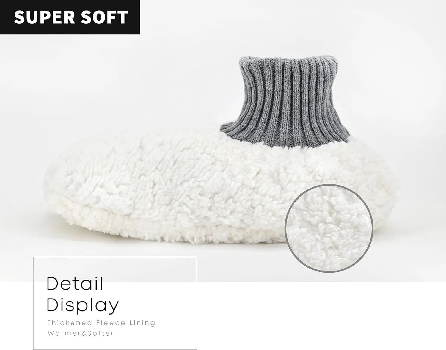 Panda Bros Men's Slipper Socks, Winter Cable Knit Non-Skid Warm Cozy Soft Indoor Socks With Fluffy Sherpa Lined