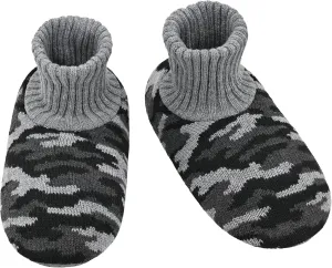 Panda Bros Men's Slipper Socks, Winter Cable Knit Non-Skid Warm Cozy Soft Indoor Socks With Fluffy Sherpa Lined