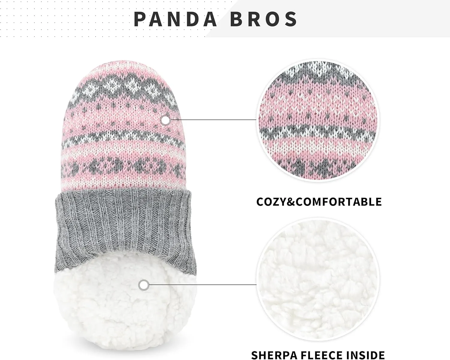 Panda Bros Slipper Socks For Women With Grippers, Fuzzy Womens Slipper Booties With Non Slip Bottoms, Cozy Warm House Slippers