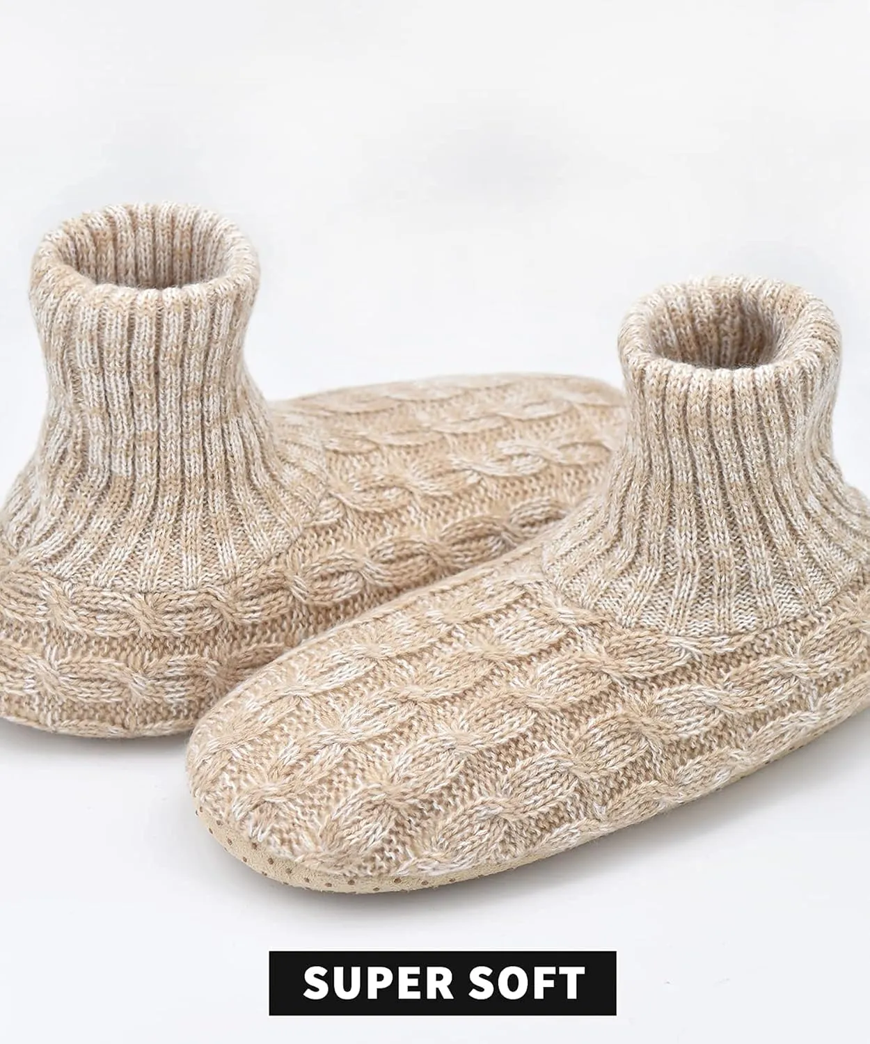 Panda Bros Slipper Socks For Women With Grippers, Fuzzy Womens Slipper Booties With Non Slip Bottoms, Cozy Warm House Slippers