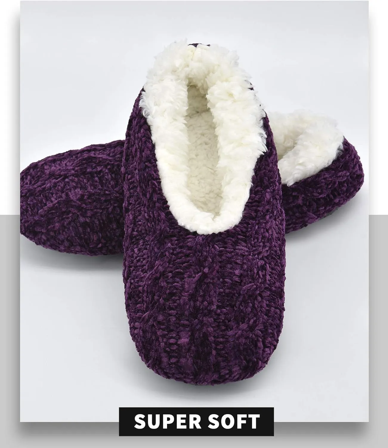 Panda Bros Slipper Socks For Women With Grippers, Fuzzy Womens Slipper Socks With Non Slip Bottoms, Cozy Warm House Slippers
