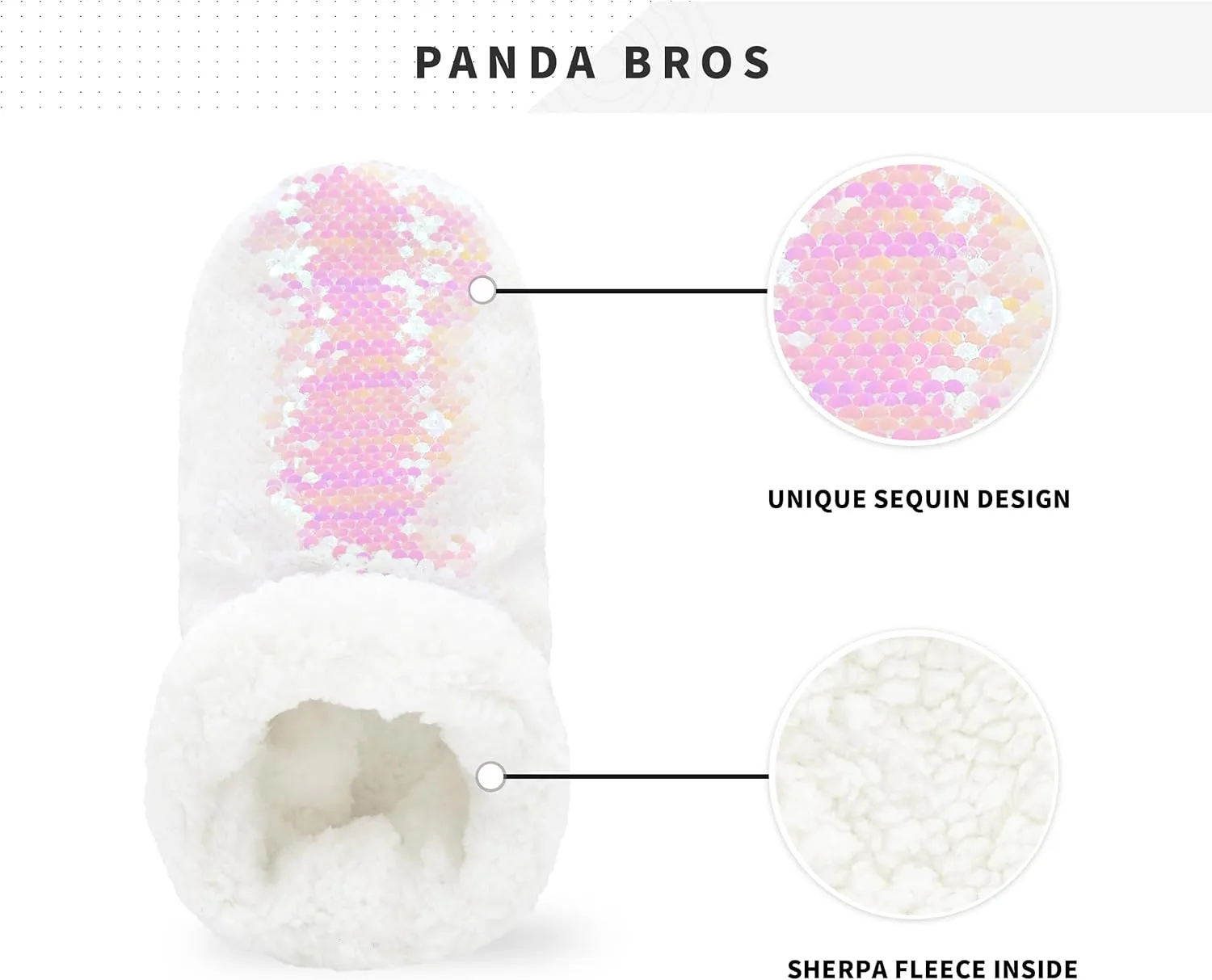 Panda Bros Womens Ballerina Sequin Slippers, Bling House Slippers With Grippers