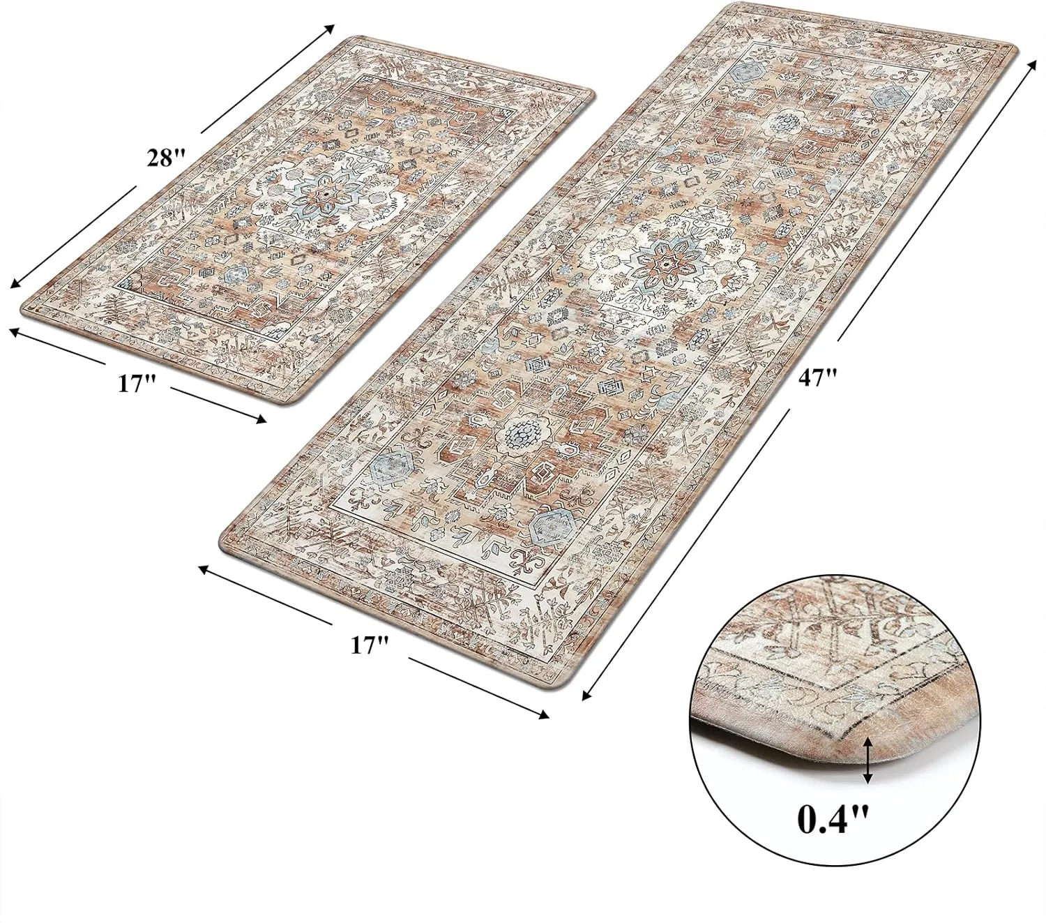 Pauwer Anti Fatigue Kitchen Mat Set of 2 Non Slip Kitchen Mats for Floor Cushioned Kitchen Rugs Comfort Standing Mat Farmhouse Waterproof PVC Foam Kitchen Floor Mat Runner