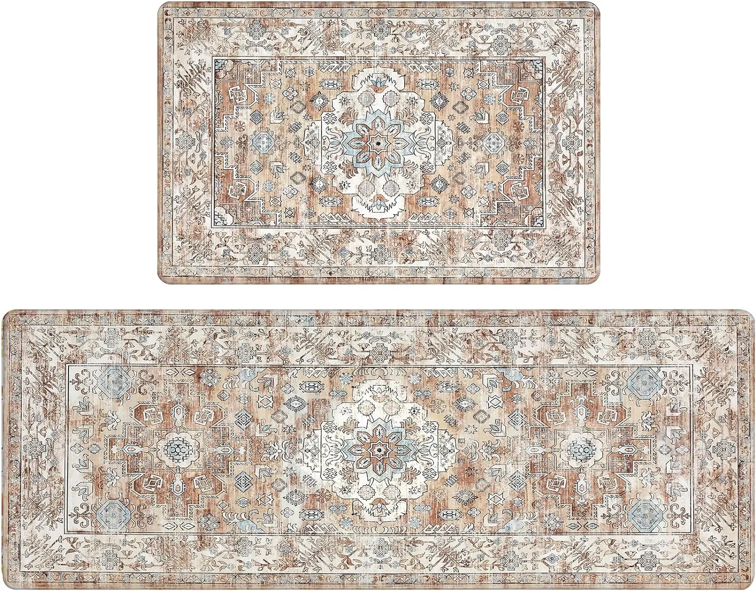 Pauwer Anti Fatigue Kitchen Mat Set of 2 Non Slip Kitchen Mats for Floor Cushioned Kitchen Rugs Comfort Standing Mat Farmhouse Waterproof PVC Foam Kitchen Floor Mat Runner