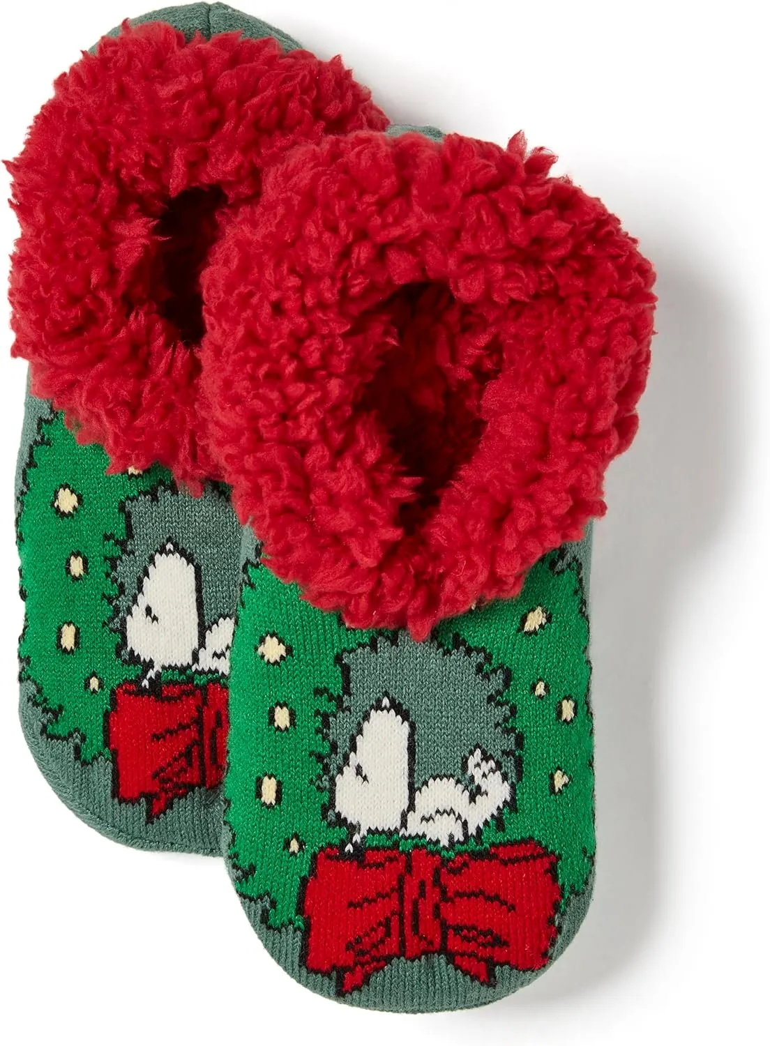 Peanuts Women's Snoopy Holiday Teddy Fur Slipper Socks