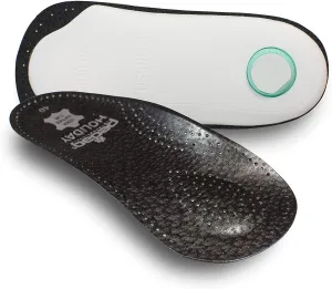 Pedag Holiday | 3/4 Length Sheepskin Orthotic Inserts | Handmade in Germany | Arch Support | Metatarsal Pad | Heel Cushion | Fits Low Profile Tight Shoes | Black | 1 Pair | US Men 13 / EU 46