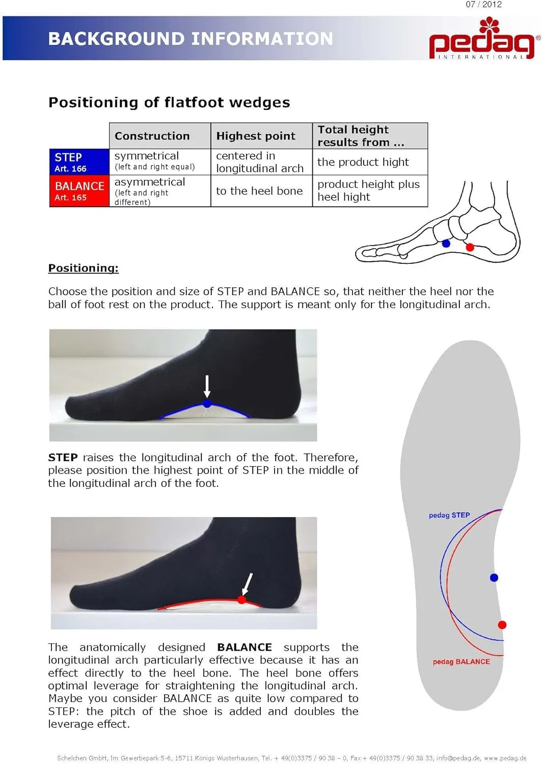 Pedag Step 166475 Symmetrical Self Adhesive Arch Support Inserts
