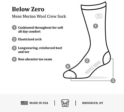 People Socks Men's Women's Merino wool crew socks 4 pairs 71% premium with Arch support Made in USA