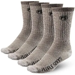 People Socks Men's Women's Merino wool crew socks 4 pairs 71% premium with Arch support Made in USA