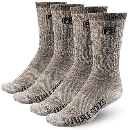 People Socks Men's Women's Merino wool crew socks 4 pairs 71% premium with Arch support Made in USA