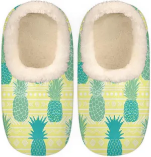 Pineapples Women's Slippers, Stripe Soft Cozy Plush Lined House Slipper Shoes Indoor Non-Slip Slippers for Women Girls Boys Teenager