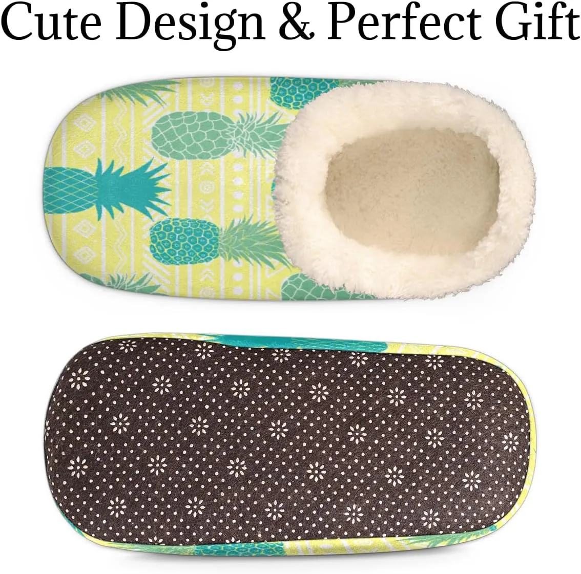 Pineapples Women's Slippers, Stripe Soft Cozy Plush Lined House Slipper Shoes Indoor Non-Slip Slippers for Women Girls Boys Teenager