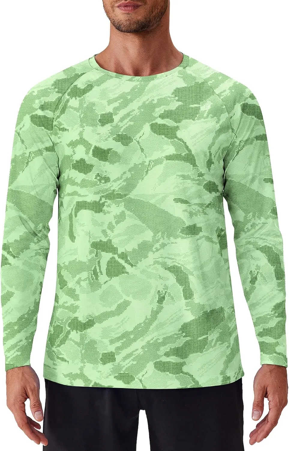 PINSPARK Mens UV Protection Shirts Long Sleeve Fishing Shirts Camo Rash Guard Swim Shirt Quick Dry Athletic Workout Tshirts