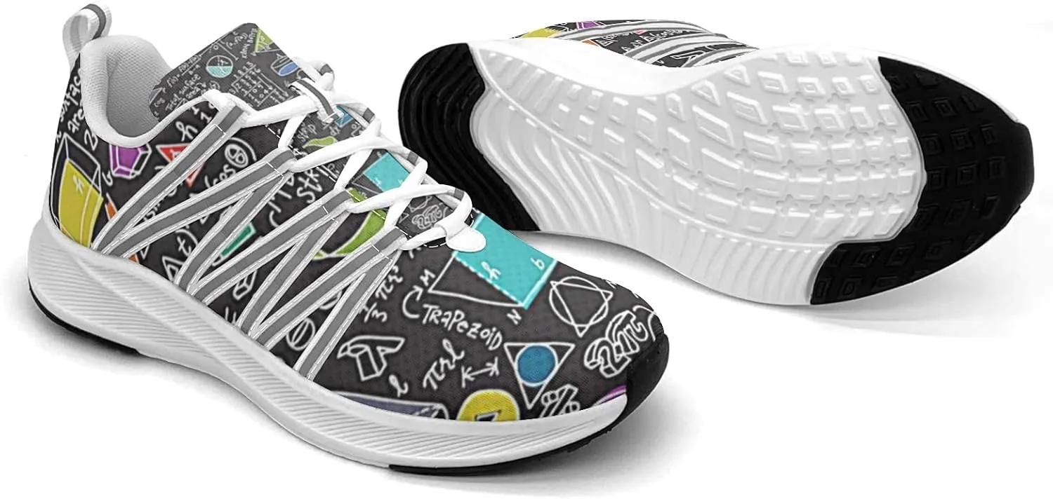Pitovozu Black Math Calculus Equations Sneaker Women Athletic Shoes Personalited Running Shoes Comfortable Sports Sneaker