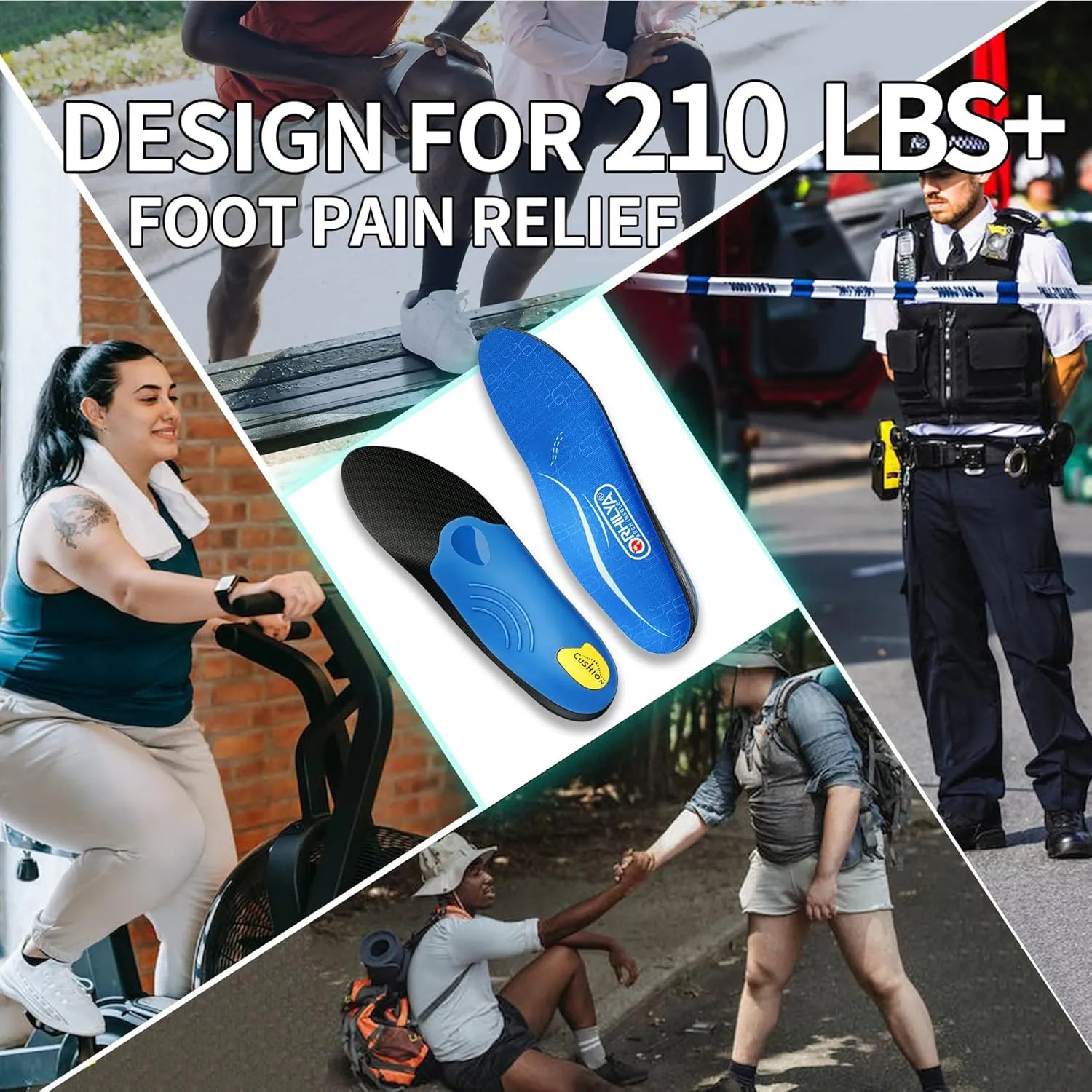 Plantar Fasciitis Pain Relief Men Orthotics in Shoes Insole Arch Support Work Boot Inserts Flat Feet Women Heel Spur Pad Orthopedic Sole for Pronation Absorb Shock Athletic Cushion