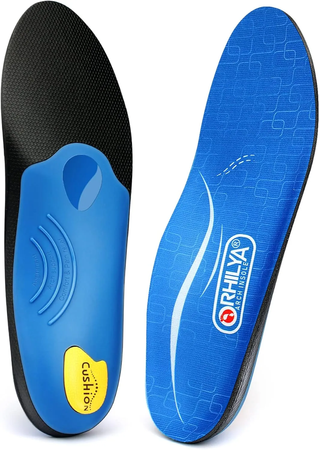 Plantar Fasciitis Pain Relief Men Orthotics in Shoes Insole Arch Support Work Boot Inserts Flat Feet Women Heel Spur Pad Orthopedic Sole for Pronation Absorb Shock Athletic Cushion