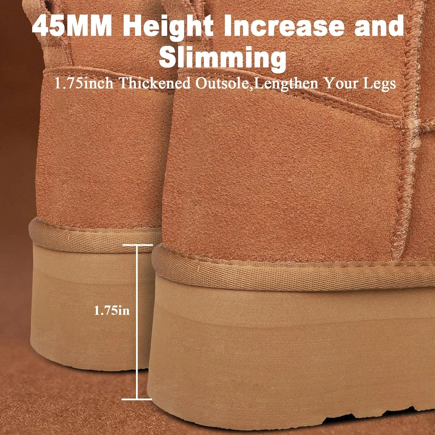 Platform Mini Boots for Women Suede Upper Winter Boots Warm Fur Fleece Lined Anti-Slip Sole Short Ankle Snow Boots for Indoor & Outdoor