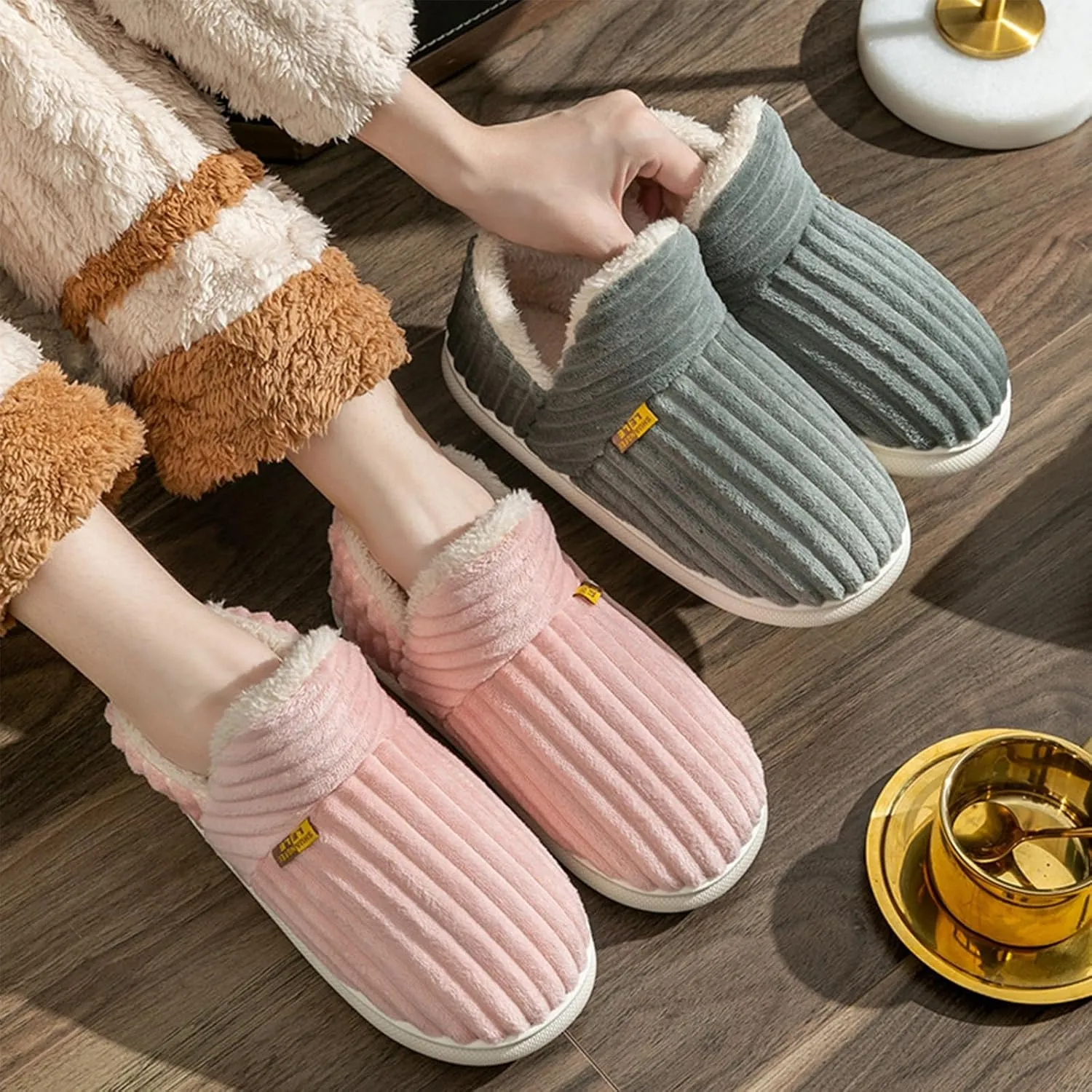 Pluffi Cozy Stylish Slipper, Pluffi Slipper Booties for Kids and Adult, Winter Cloud Slippers Warm Fuzzy Lining House Slippers(Orange,4.5-5.5 Women/3.5-4.5 Men)