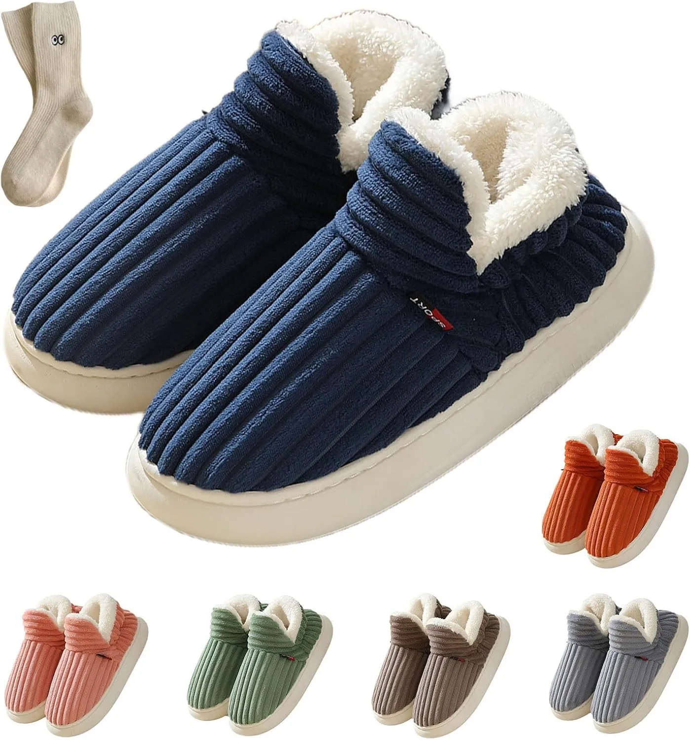 Pluffi Slipper Booties Women, Man Warm Fluffy House Slippers, Thick Sole Anti-Skid Cozy & Stylish Cloud Slides