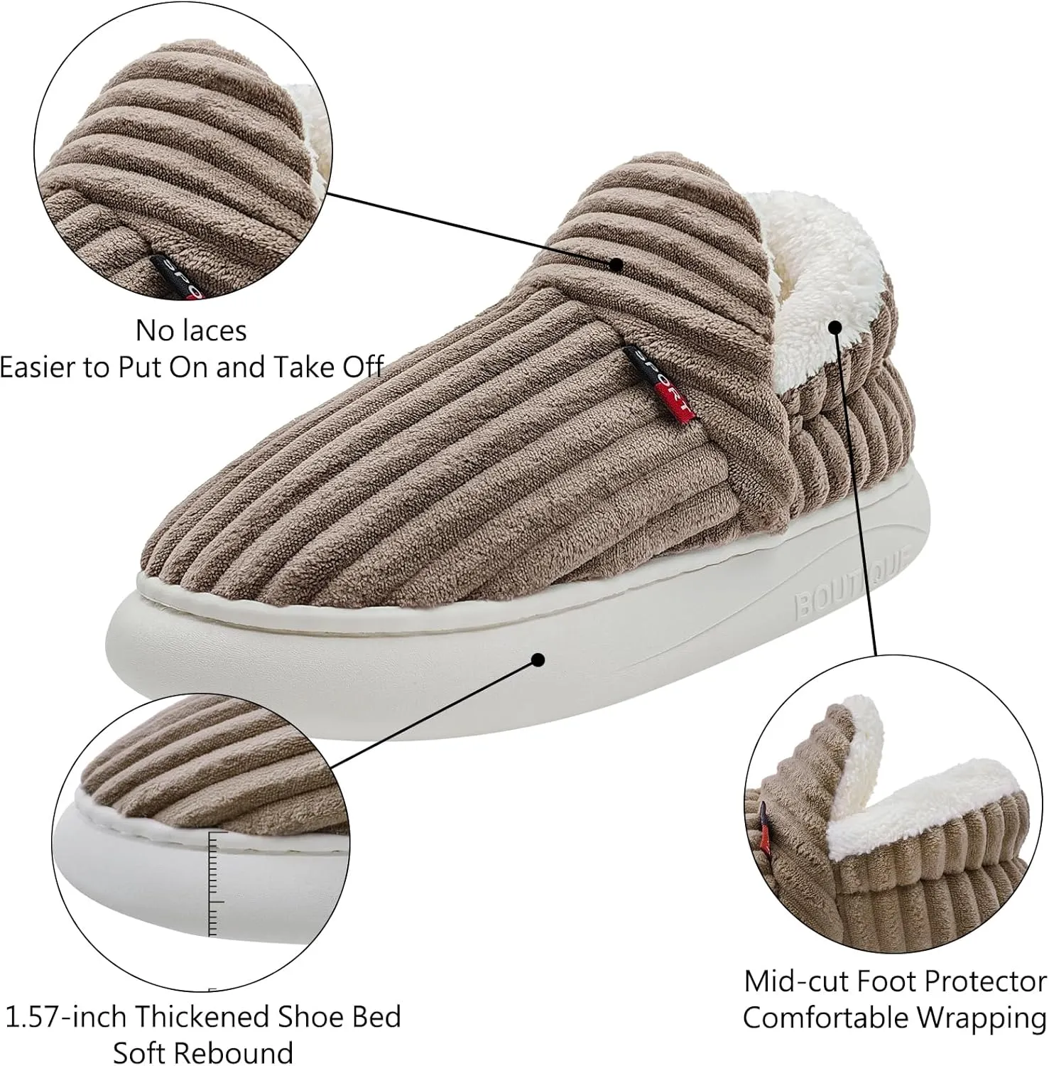 Pluffi Slipper Booties Women Men Cloud Slippers Fluffy Slippers for Women Warm Thick Sole Anti-Skid House Shoes