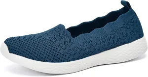 poemlady Women's Slip on Loafer Shoes - Mesh Casual Ballet Flat Nurse Walking Sneakers Knit Round Toe Memory Foam Casual Shoes